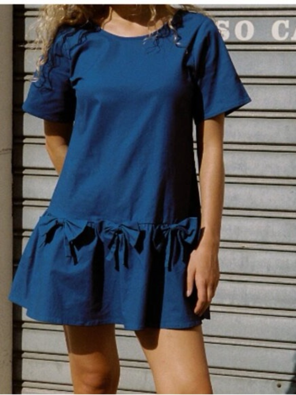 Lisa Says Gah Blue Short Sleeve Mini Dress